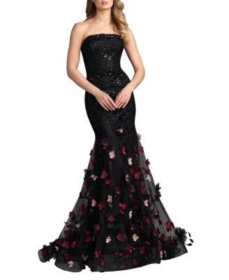  Strapless Embroidery Mermaid Gown With 3D Flowers