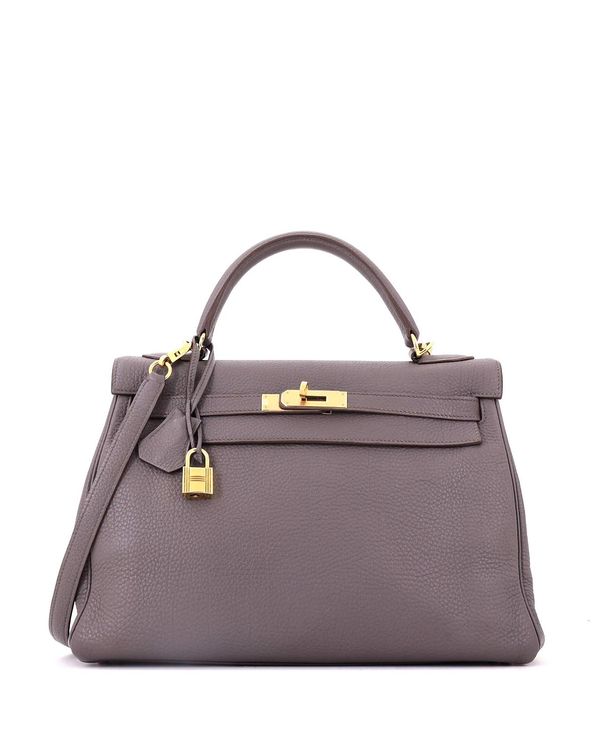 Pre-Owned HERMES Kelly 32 Handbag Grey Togo with Gold Hardware