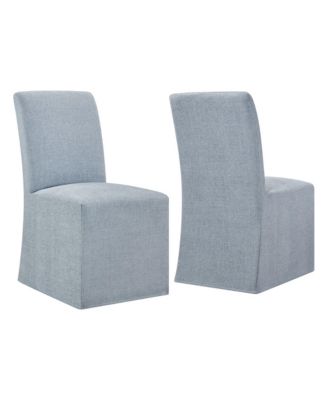  Aster Slub Weave Fabric Slipcovered Dining Chairs, Set of 2