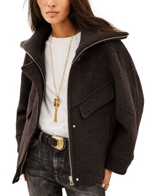 Dani Wool Blend Ribbed Trim Coat