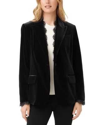 Lace Trim Velvet Blazer