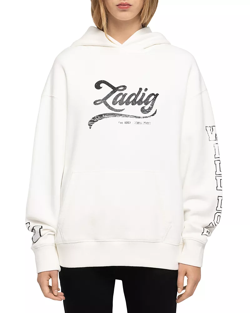 Zadig & Voltaire Cotton Sweela Rhinestone Logo Hoodie