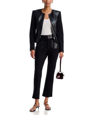 Dorinda Mixed Media Zip Jacket & Dorothea Ponte Knit Ankle Pants