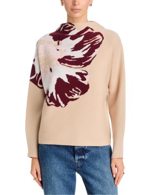 Floral Jacquard Funnel Neck Sweater