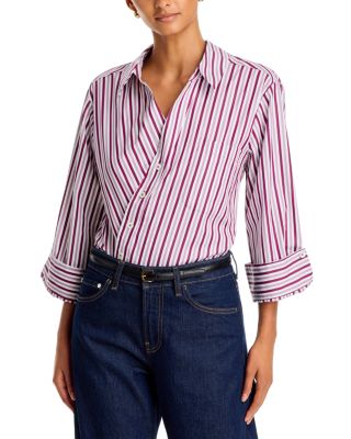 Oversized Striped Asymmetric Cotton Top