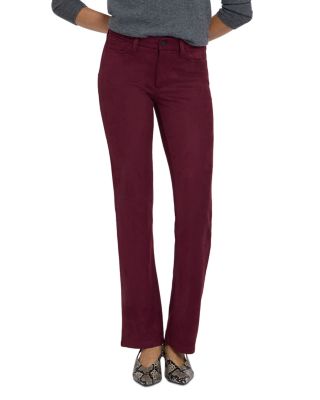 Marilyn High Rise Straight Jeans in Faux Suede in Black