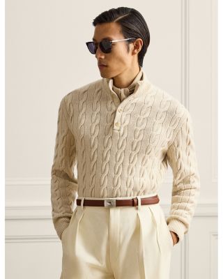 Cable Knit Cashmere Mockneck Sweater