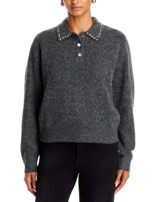 Rhinestone Collared Polo Sweater