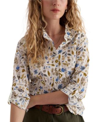 Larissa Crinkled Cotton 3/4 Sleeve Shirt