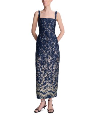 Virette Metallic Jacquard Midi Dress