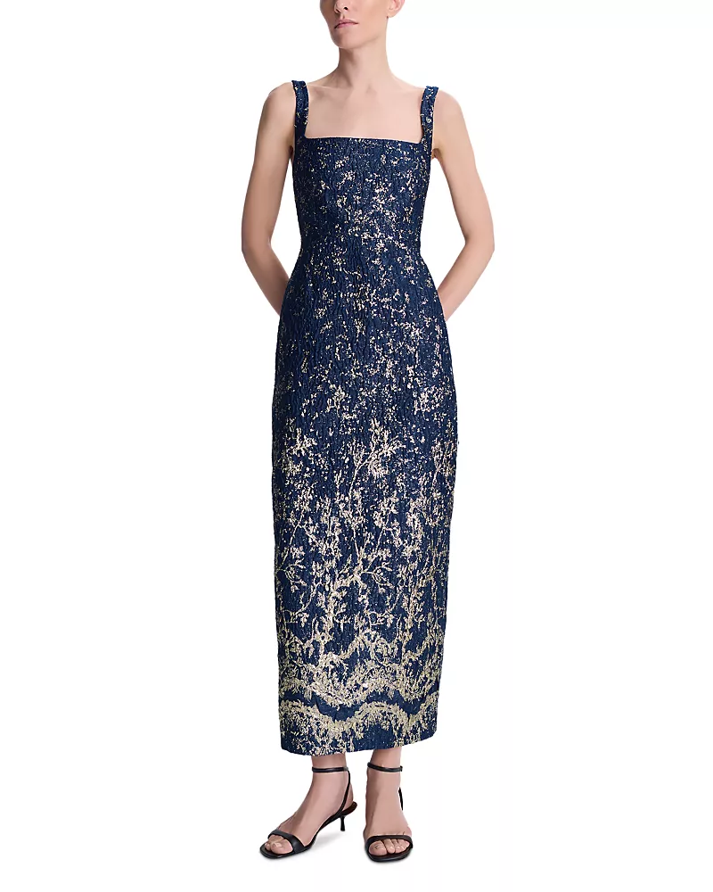 Simkhai Virette Metallic Jacquard Midi Dress