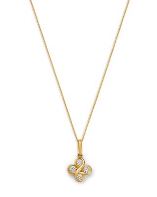 Diamond Clover Pendant Necklace in 14K Yellow Gold, 0.50 tcw