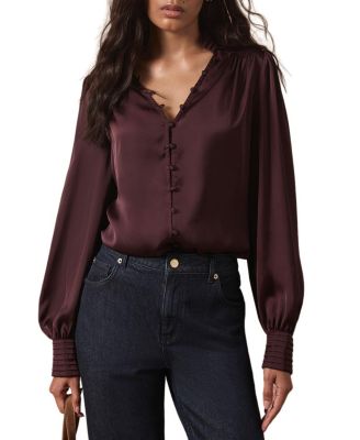  Women's Satin Long Sleeve Blouse