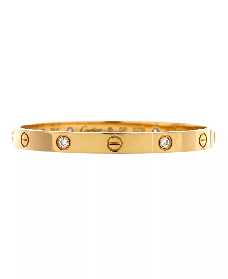 Pre-Owned Cartier Love 4 Diamond Bracelet 18K Gold with Diamonds