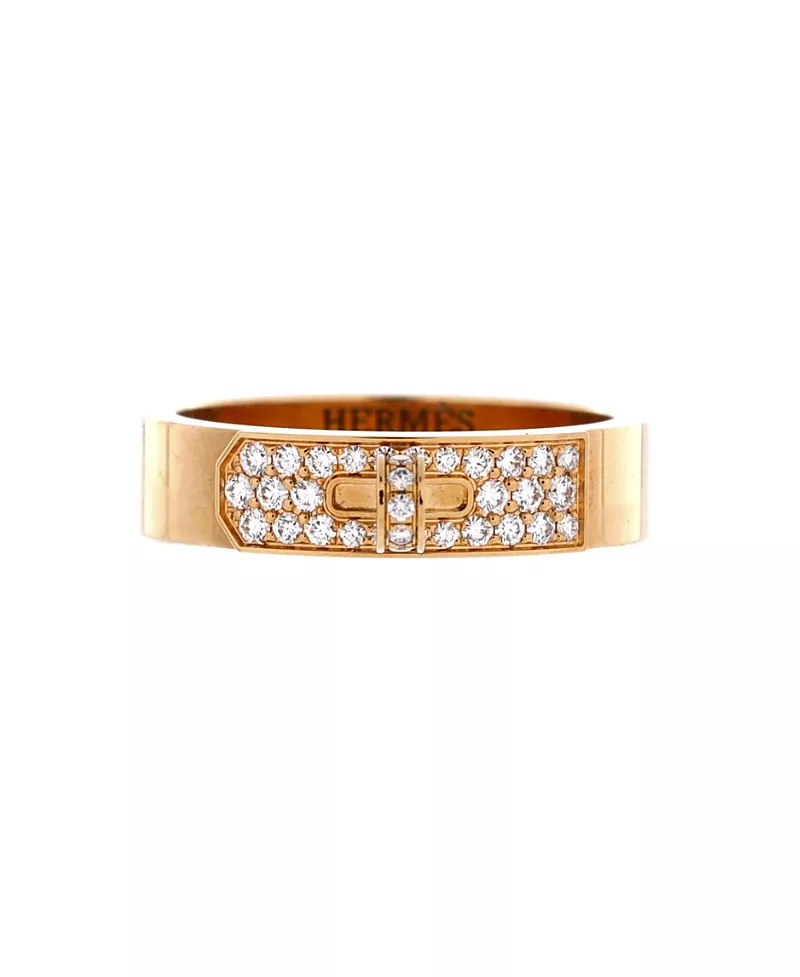 Pre-Owned HERMES Pm Kelly Ring 18K Gold with Pave Diamonds