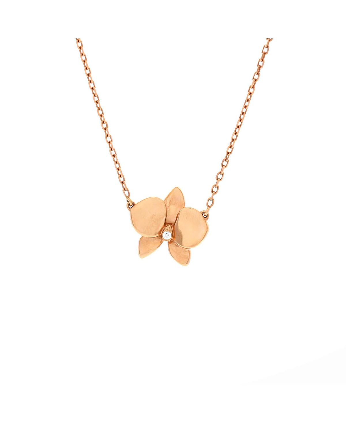 Pre-Owned Cartier Caresse D'Orchidees Necklace 18K Rose Gold with Diamond, 16.75