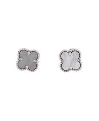  Sweet Alhambra Stud Earrings 18K White Gold and Mother of Pearl