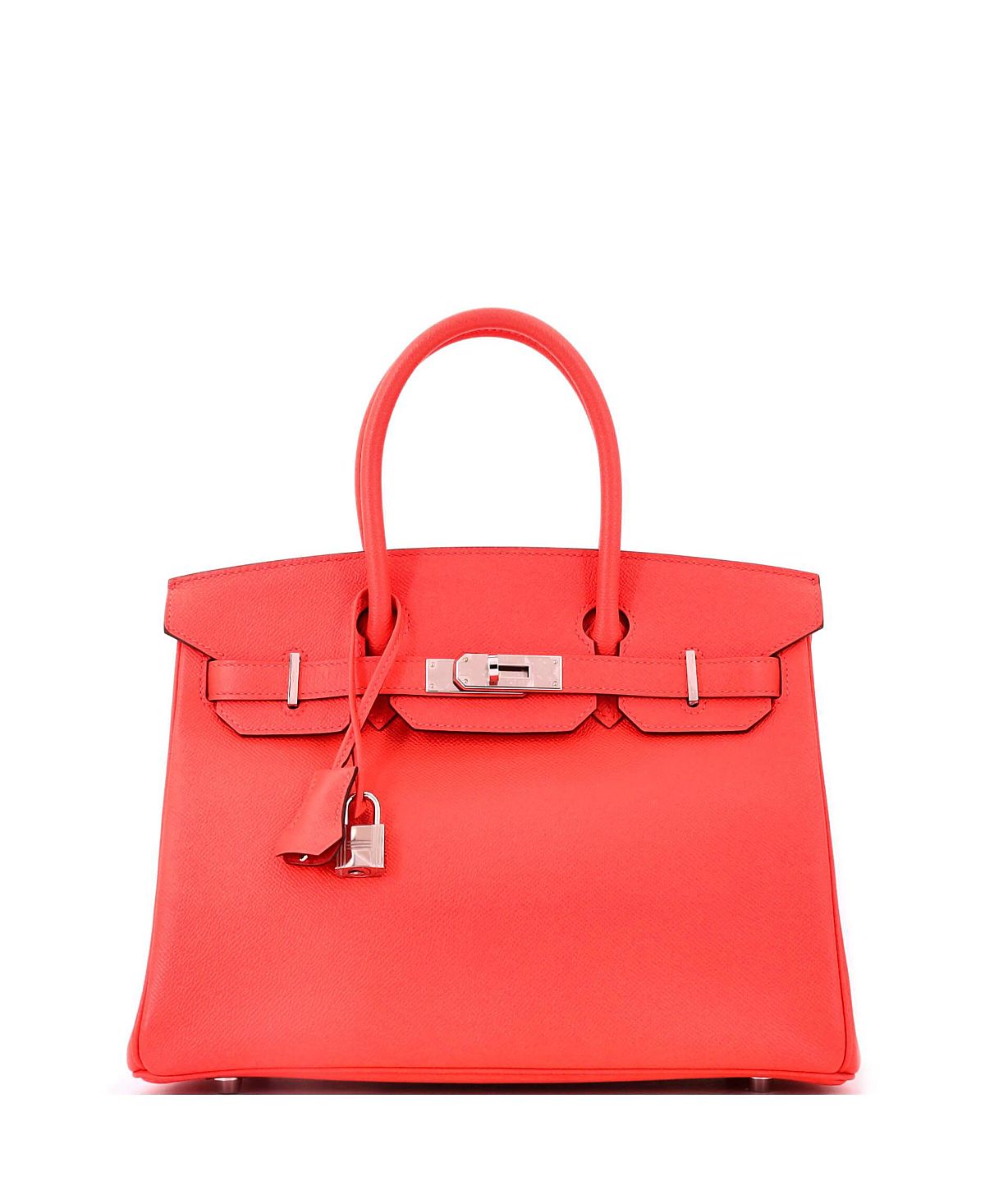 Pre-Owned HERMES Birkin 30 Handbag Red Epsom with Palladium Hardware