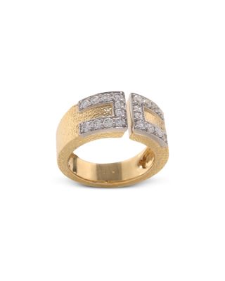 Platinum & 18K Yellow Gold Diamond Geometric Cuff Ring, 0.69 tcw