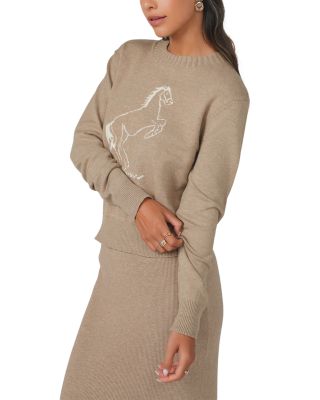 Intarsia Horse Crewneck Sweater