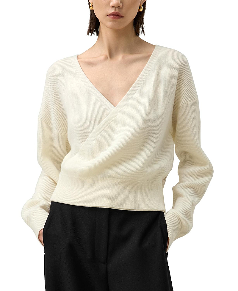 Lilysilk Machine Washable Wool Wrap Sweater In Neutral