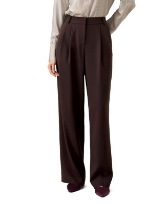  Silk Crepe Pleated Straight Trousers