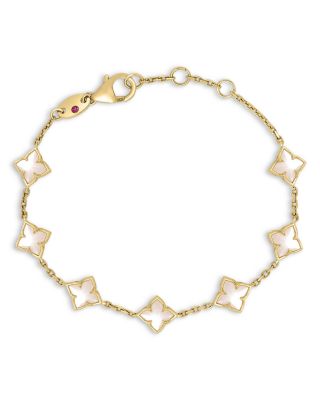 18k Yellow Gold Mother of Pearl Venetian Princess Station Bracelet