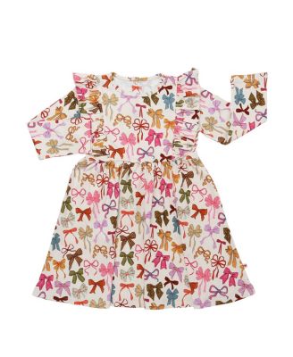  Girls' Ruffle LS  dress- Little Kid, Big Kid