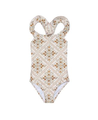 Girls' Love Notes Square Neck Ruffle One Piece Swimsuit - Little Kid, Big Kid
