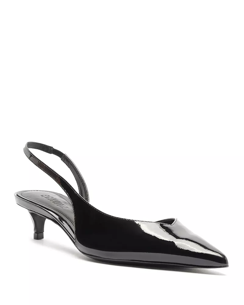 Schutz Women's Alessia Patent Leather Slingback Kitten Heel Pumps