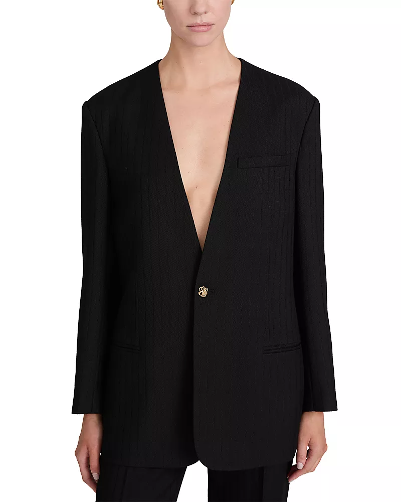 Frame The Collarless Wool Blazer