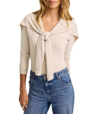 Women's Cotton Blend Scarf Detail Knit Cardigan