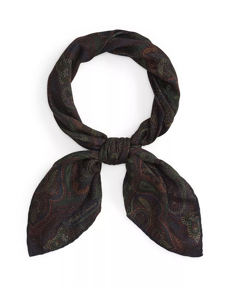 Ralph Lauren Purple Label Paisley Wool & Silk Neckerchief