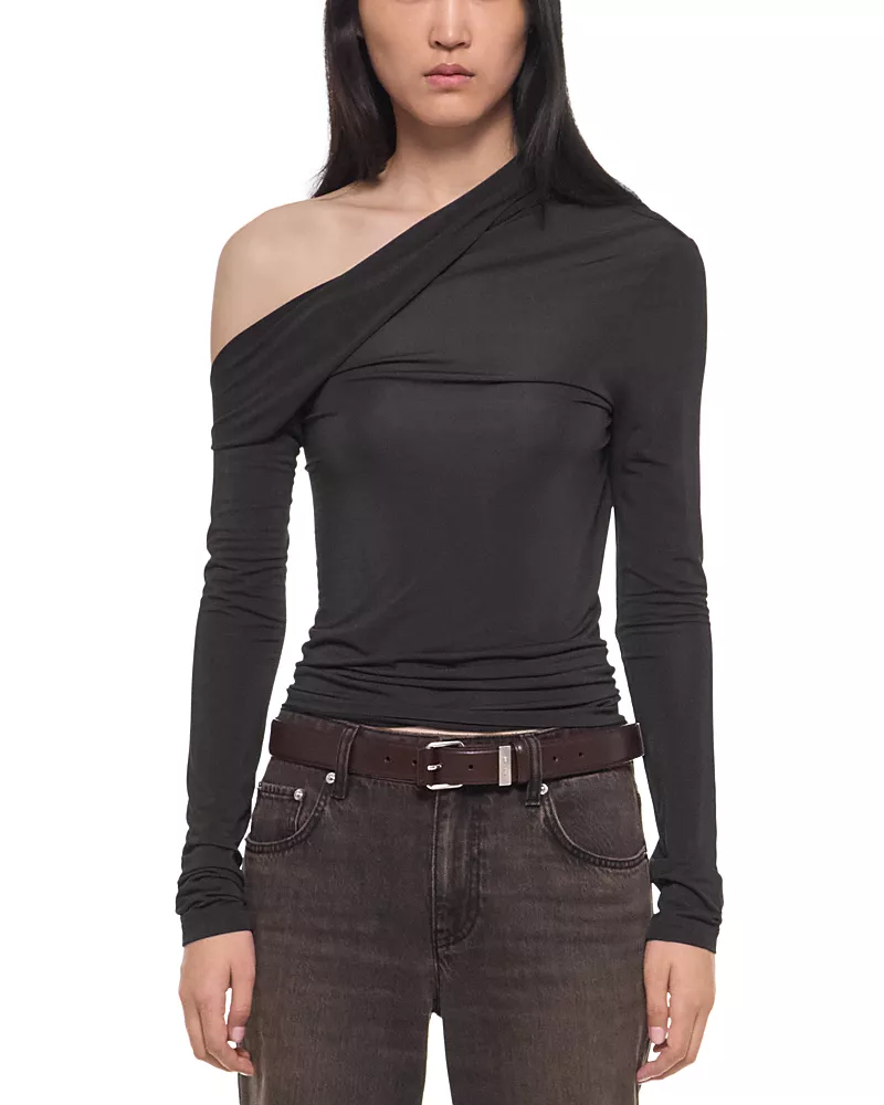 Helmut Lang Asymmetric Slouchy Off-the-Shoulder Top