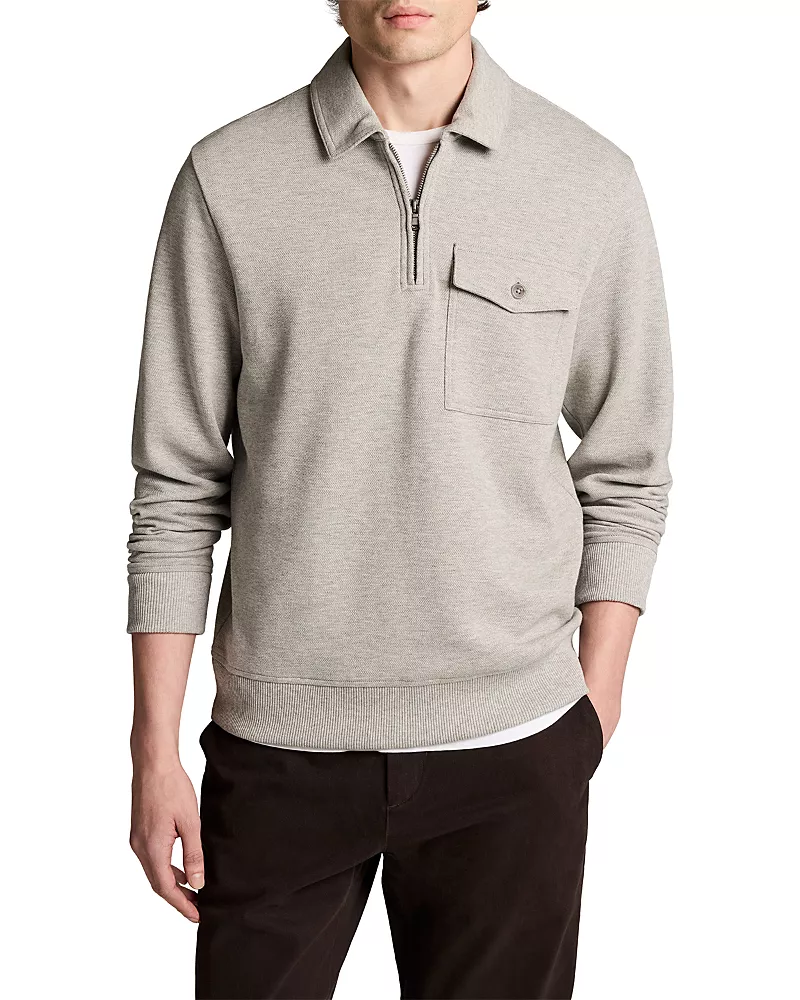Vince Double Knit Pique Quarter Zip Polo