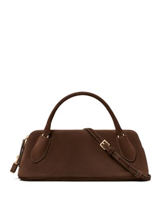 Lock Suede Top Handle Bag