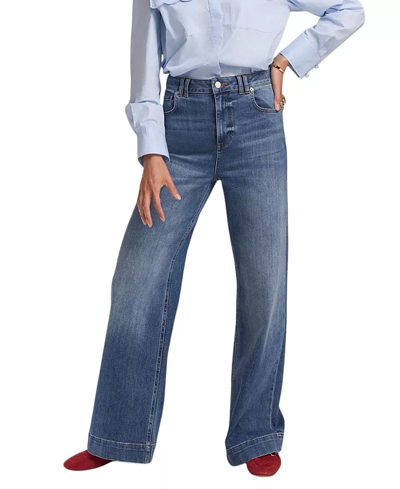 Mint Velvet Women's Ultimate Wide Leg Jeans in Blue Wash