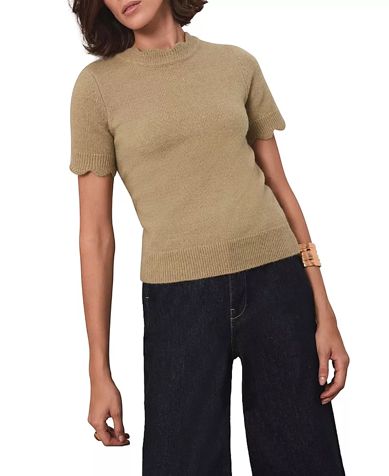 Mint Velvet Women's Scallop Trim Knit Top