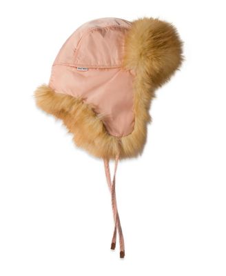 Miu Miu Technical Fabric and Faux Fur Trapper Hat