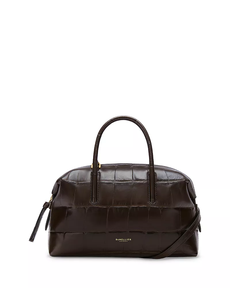 DeMellier The Small Stockholm Croc Embossed Leather Top Handle Bag