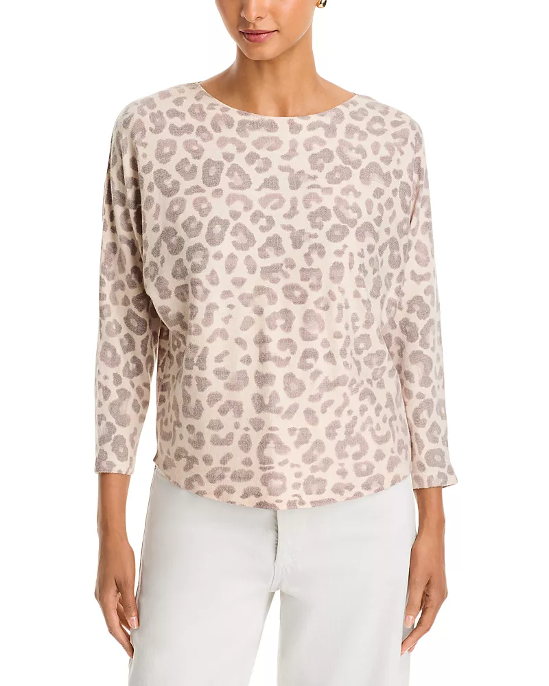 Sioni Animal Print Boat Neck Sweater