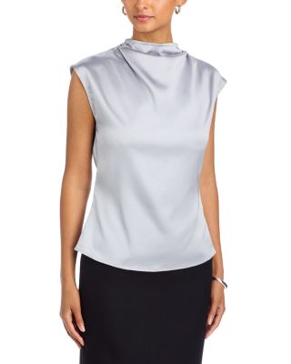Cowl Neck Draped Satin Top