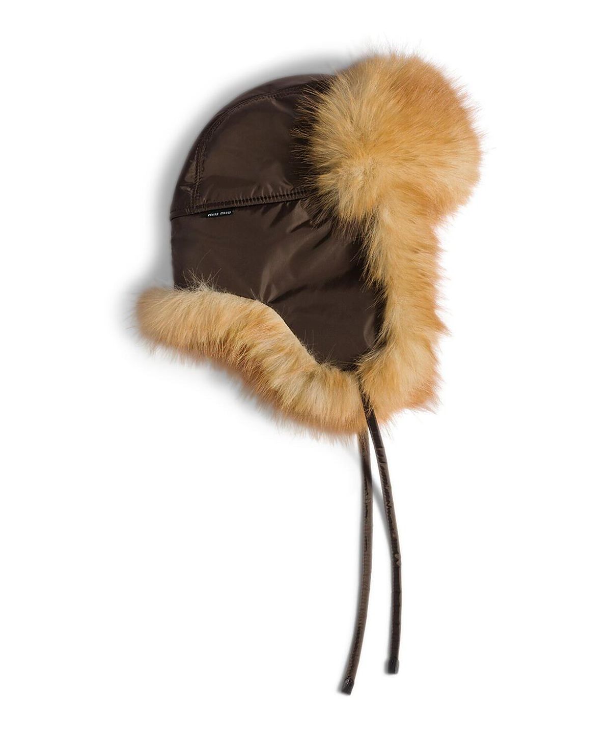Miu Miu Technical Fabric and Faux Fur Trapper Hat