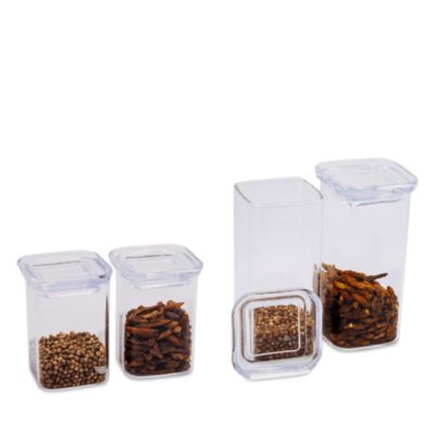 4 Piece Set Square Glass Spice Jar with Glass Lids