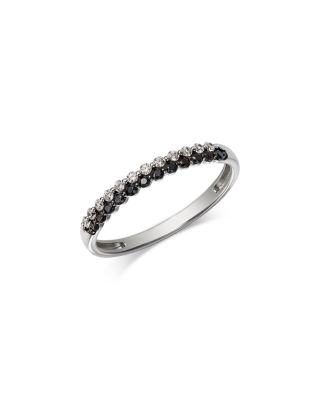 White & Black Diamond Slim Ring in 14K White Gold, 0.25 tcw