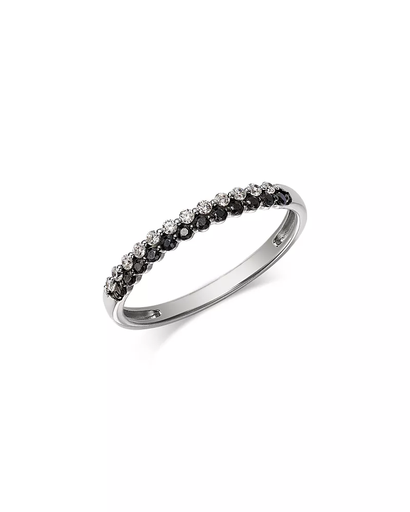 Bloomingdale's Fine Collection White & Black Diamond Slim Ring in 14K White Gold, 0.25 tcw