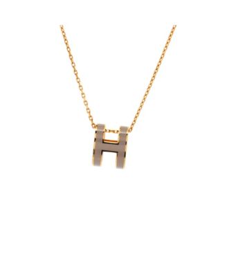 Mini Pop H Pendant Chain Necklace Metal and Enamel, 16"