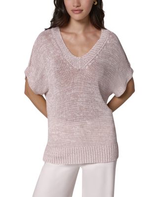 Metallic Relaxed V-Neck Sweater