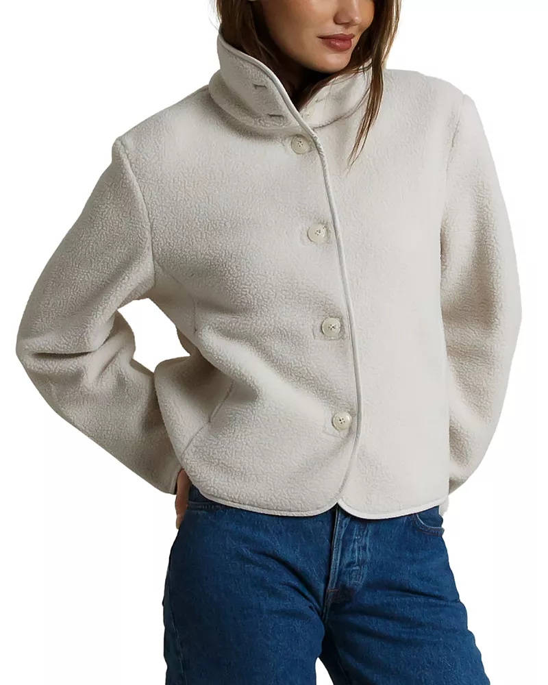 perfectwhitetee Fleece Button Front Jacket