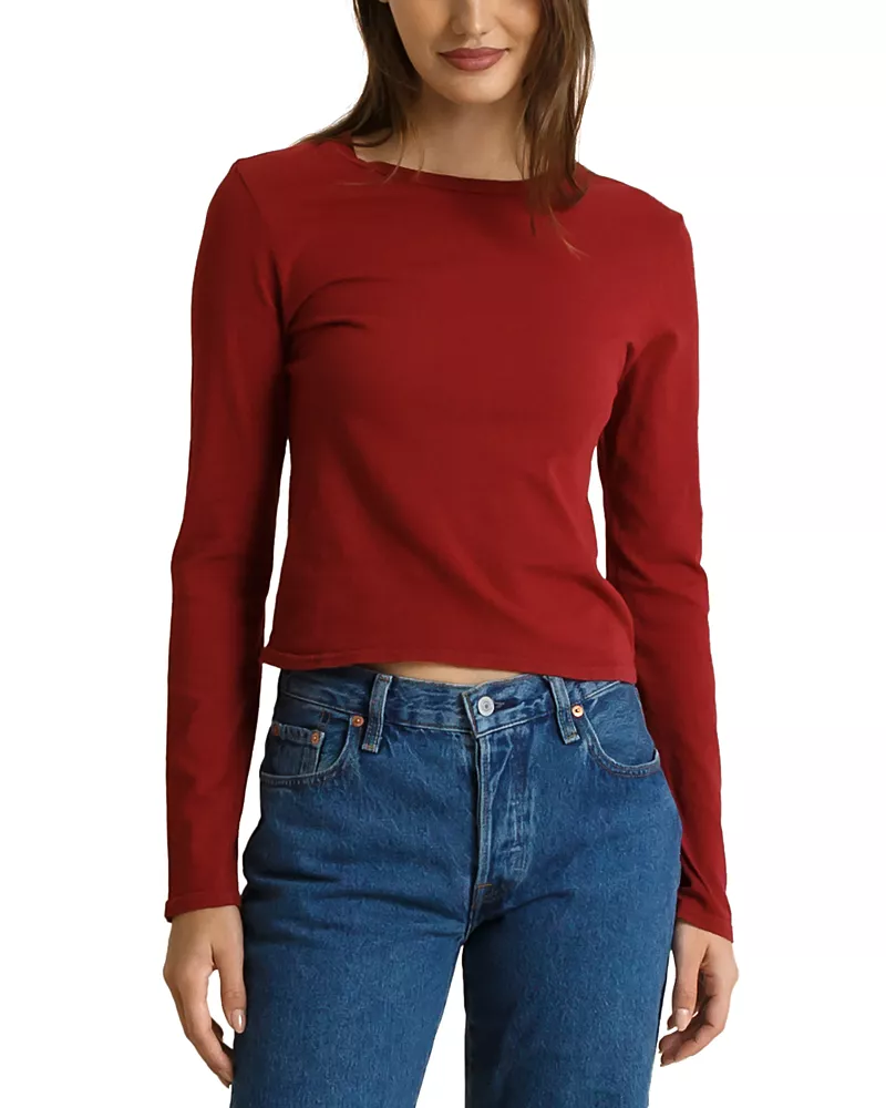 perfectwhitetee Lisa Cotton Long Sleeve Tee